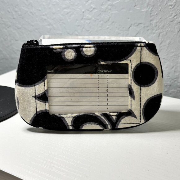 Vera Bradley Night & Day Black White Quilted Cotton Clip Zip ID Case Wallet NWOT - Picture 2 of 3